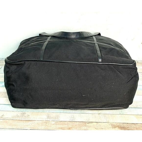 LARGE ST DENIS BLACK NYLON BLACK LEATHER TRIM HANDLES TOTE SHOULDER BAG HANDBAG - Picture 8 of 12